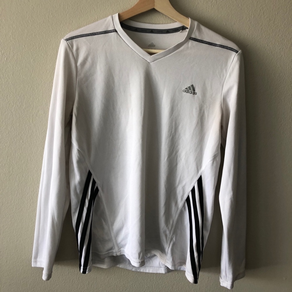 Adidas White Longsleeve Workout Tee